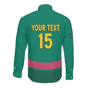Custom Cameroun Football Long Sleeve Button Shirt Allez les Lions