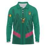 Custom Cameroun Football Long Sleeve Polo Shirt Allez les Lions