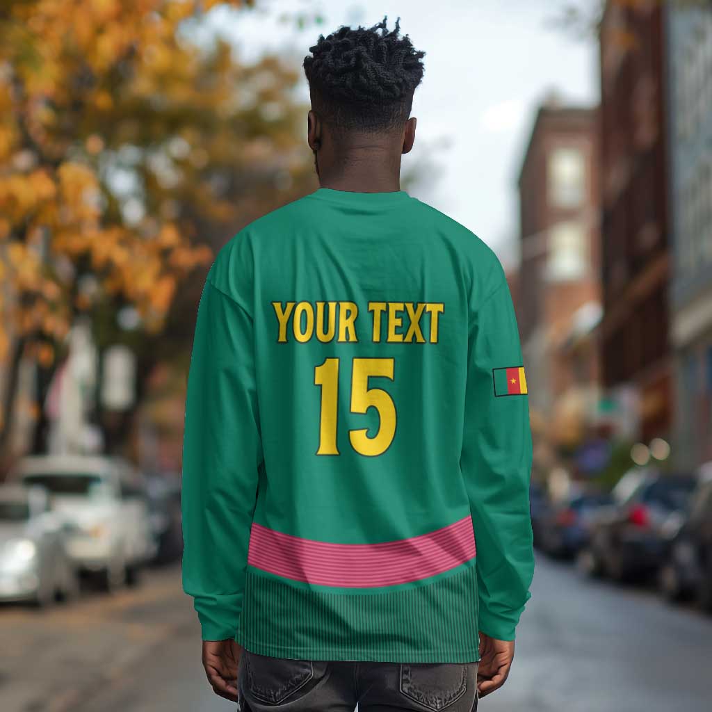 Custom Cameroun Football Long Sleeve Shirt Allez les Lions
