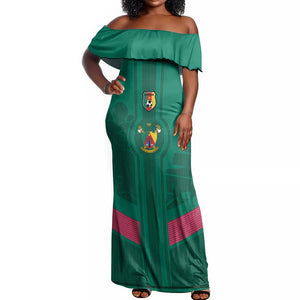 Custom Cameroun Football Off Shoulder Maxi Dress Allez les Lions