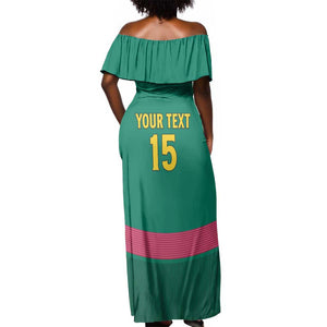 Custom Cameroun Football Off Shoulder Maxi Dress Allez les Lions
