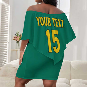 Custom Cameroun Football Off Shoulder Short Dress Allez les Lions