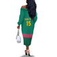 Custom Cameroun Football Off The Shoulder Long Sleeve Dress Allez les Lions
