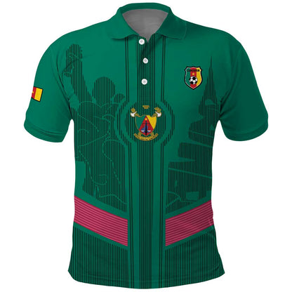 Custom Cameroun Football Polo Shirt Allez les Lions