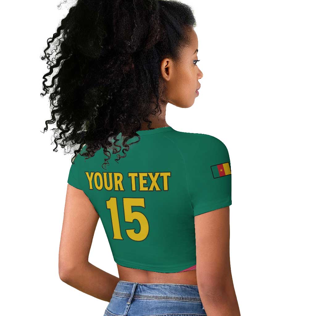 Custom Cameroun Football Raglan Cropped T shirt Allez les Lions