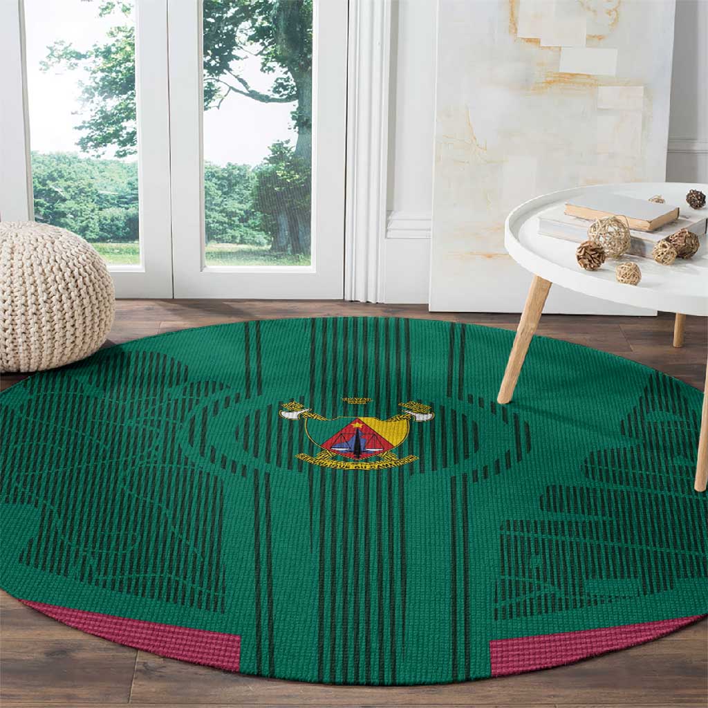 Custom Cameroun Football Round Carpet Allez les Lions