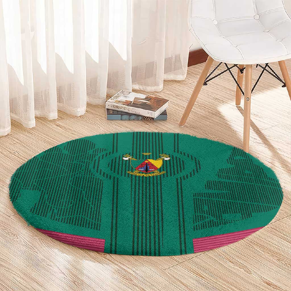Custom Cameroun Football Round Carpet Allez les Lions