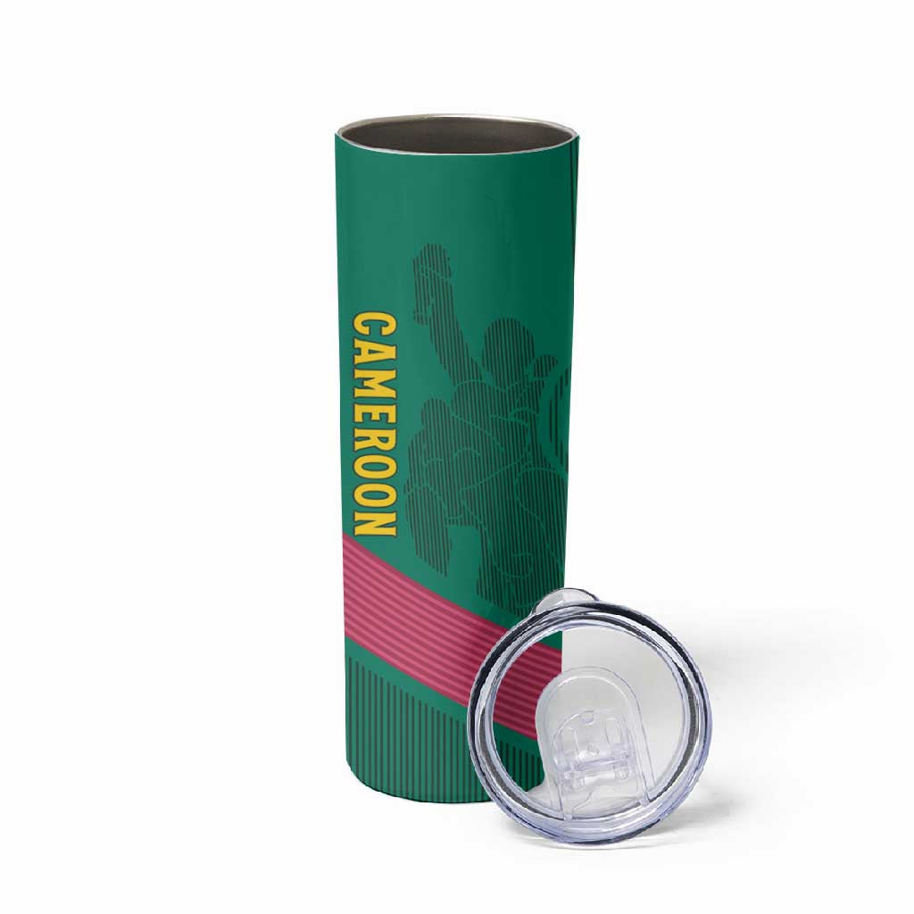 Custom Cameroun Football Skinny Tumbler Allez les Lions