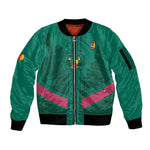 Custom Cameroun Football Sleeve Zip Bomber Jacket Allez les Lions