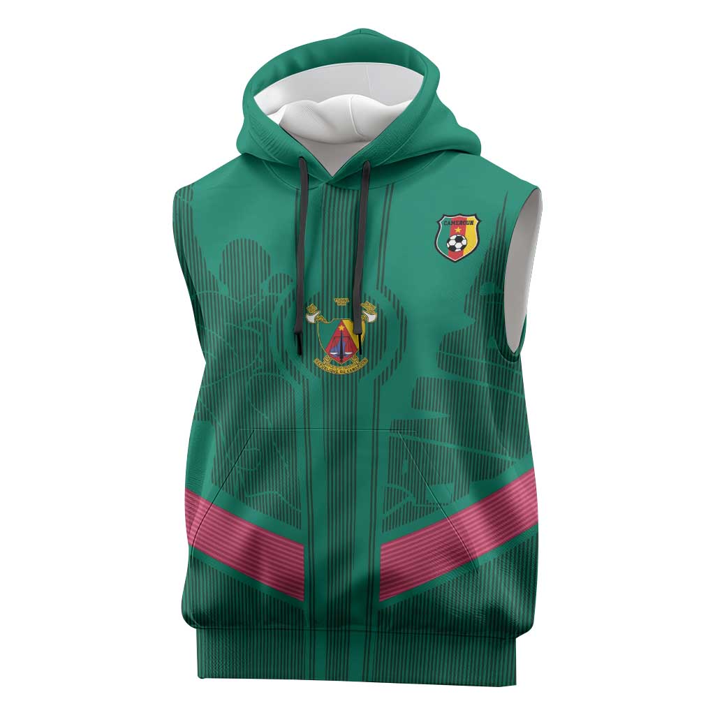 Custom Cameroun Football Sleeveless Hoodie Allez les Lions - African Pride