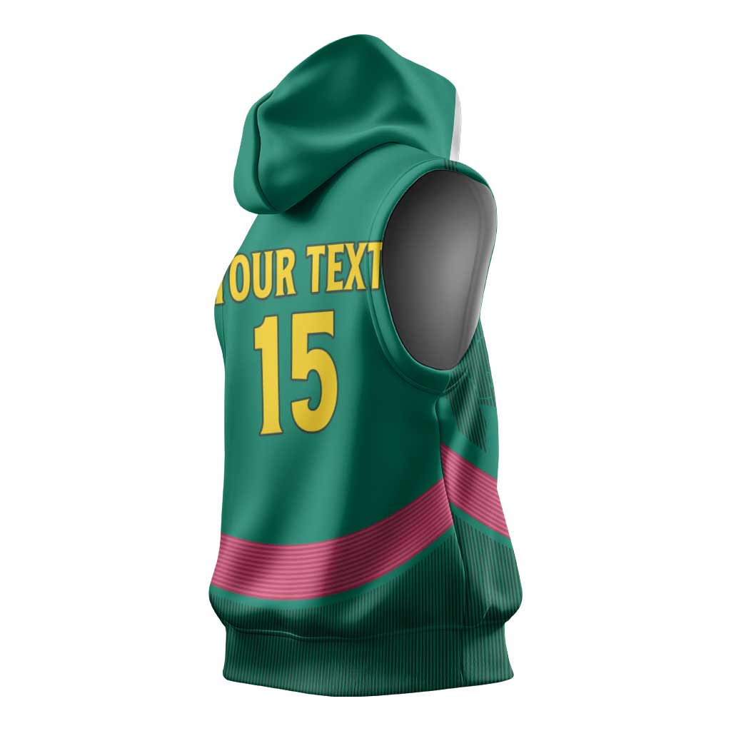 Custom Cameroun Football Sleeveless Hoodie Allez les Lions - African Pride