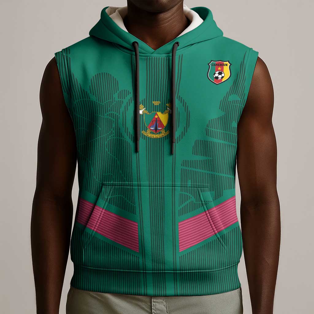 Custom Cameroun Football Sleeveless Hoodie Allez les Lions - African Pride