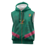 Custom Cameroun Football Sleeveless Zip Hoodie Allez les Lions - African Pride