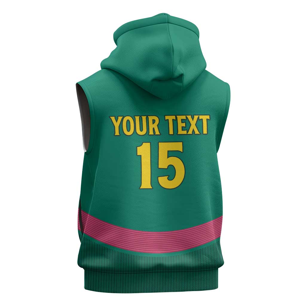 Custom Cameroun Football Sleeveless Zip Hoodie Allez les Lions - African Pride
