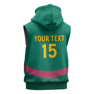 Custom Cameroun Football Sleeveless Zip Hoodie Allez les Lions - African Pride