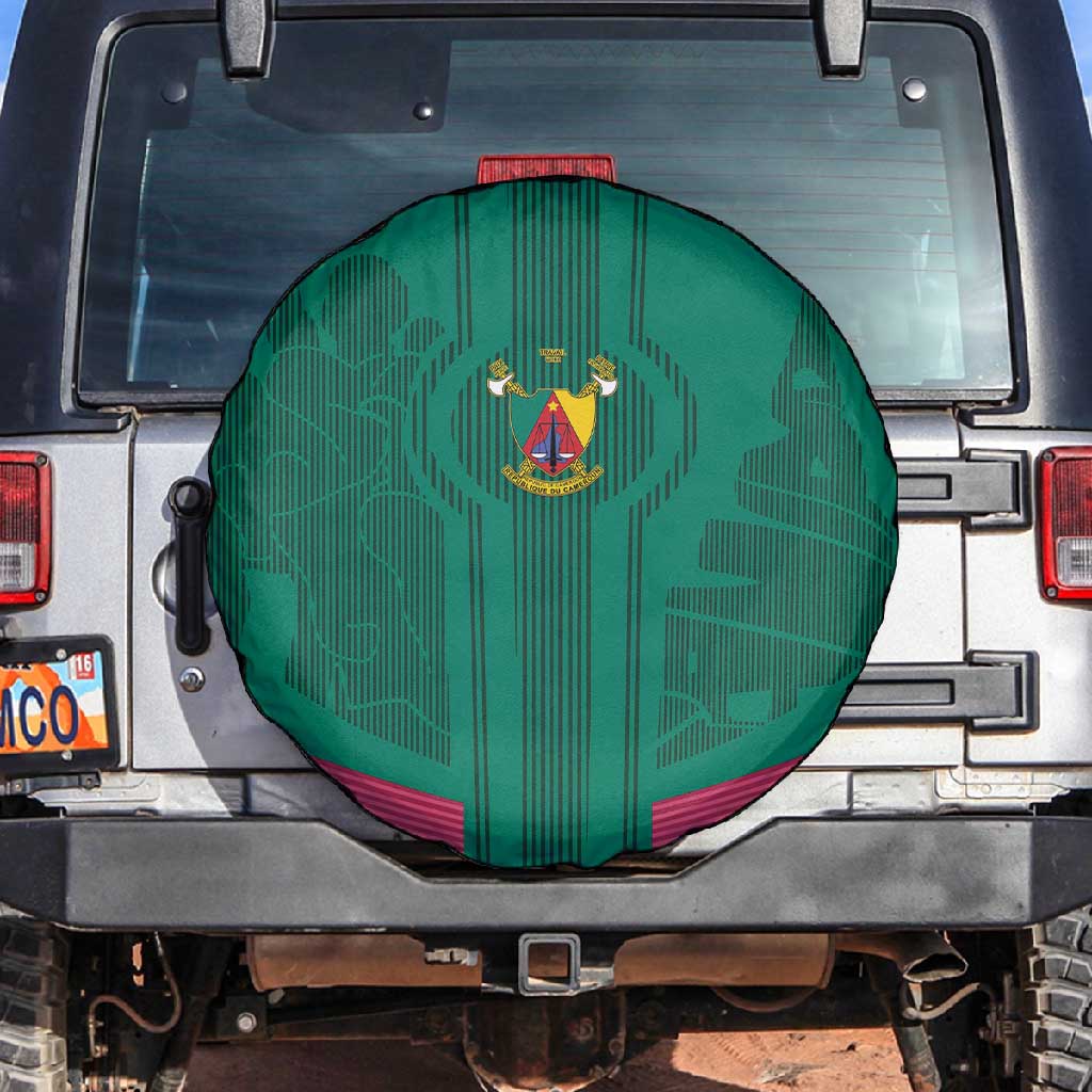 Custom Cameroun Football Spare Tire Cover Allez les Lions