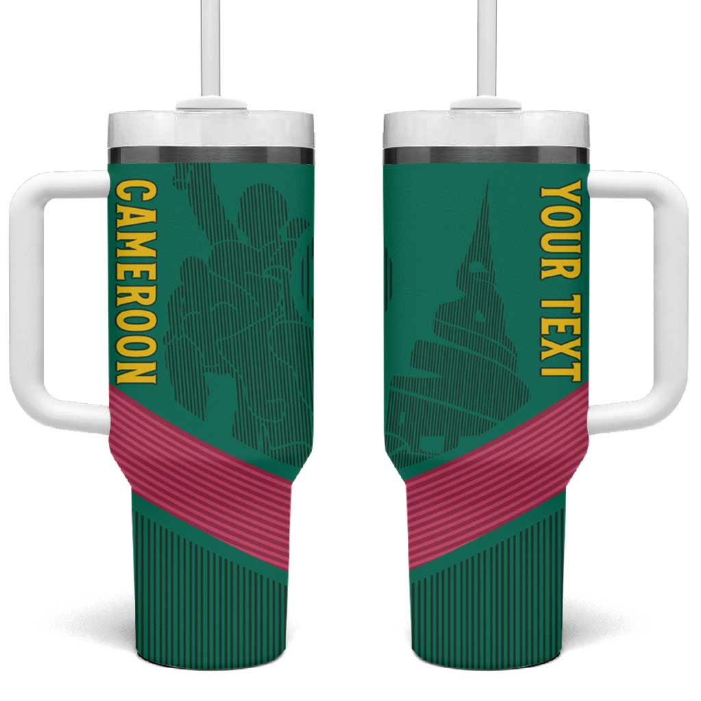 Custom Cameroun Football Tumbler With Handle Allez les Lions