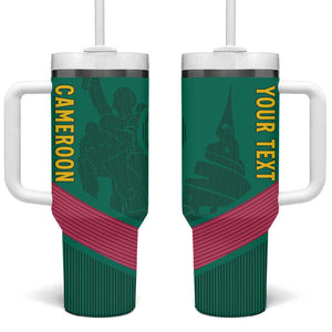 Custom Cameroun Football Tumbler With Handle Allez les Lions
