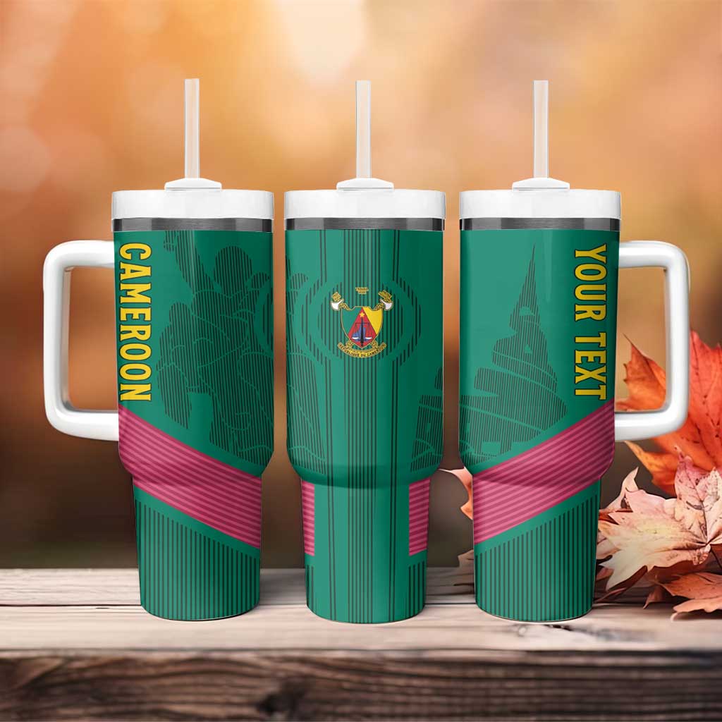 Custom Cameroun Football Tumbler With Handle Allez les Lions