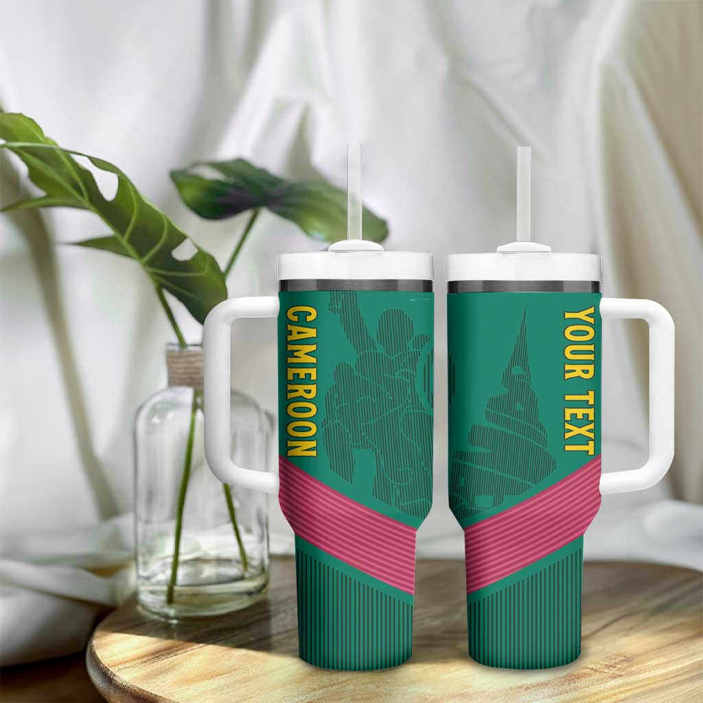 Custom Cameroun Football Tumbler With Handle Allez les Lions