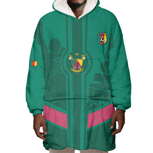Custom Cameroun Football Wearable Blanket Hoodie Allez les Lions
