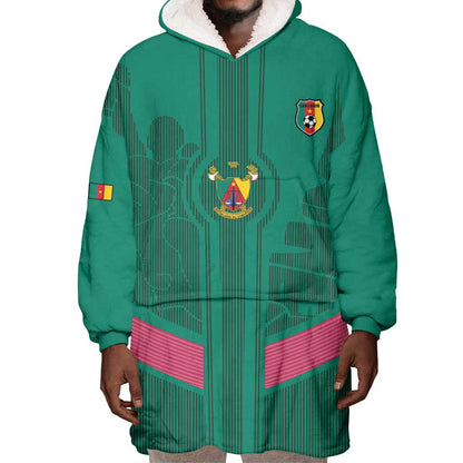 Custom Cameroun Football Wearable Blanket Hoodie Allez les Lions