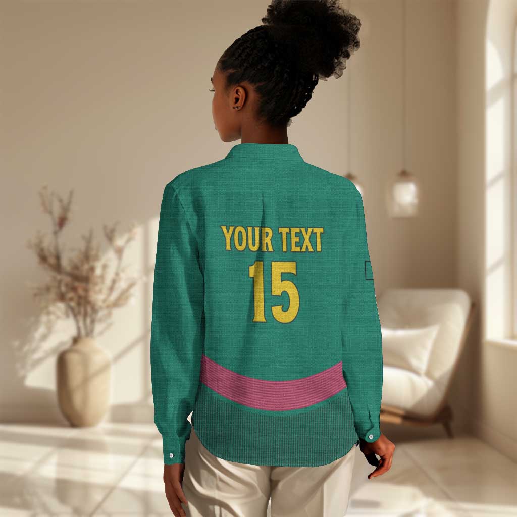 Custom Cameroun Football Women Casual Shirt Allez les Lions
