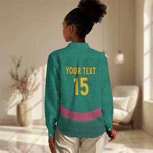 Custom Cameroun Football Women Casual Shirt Allez les Lions