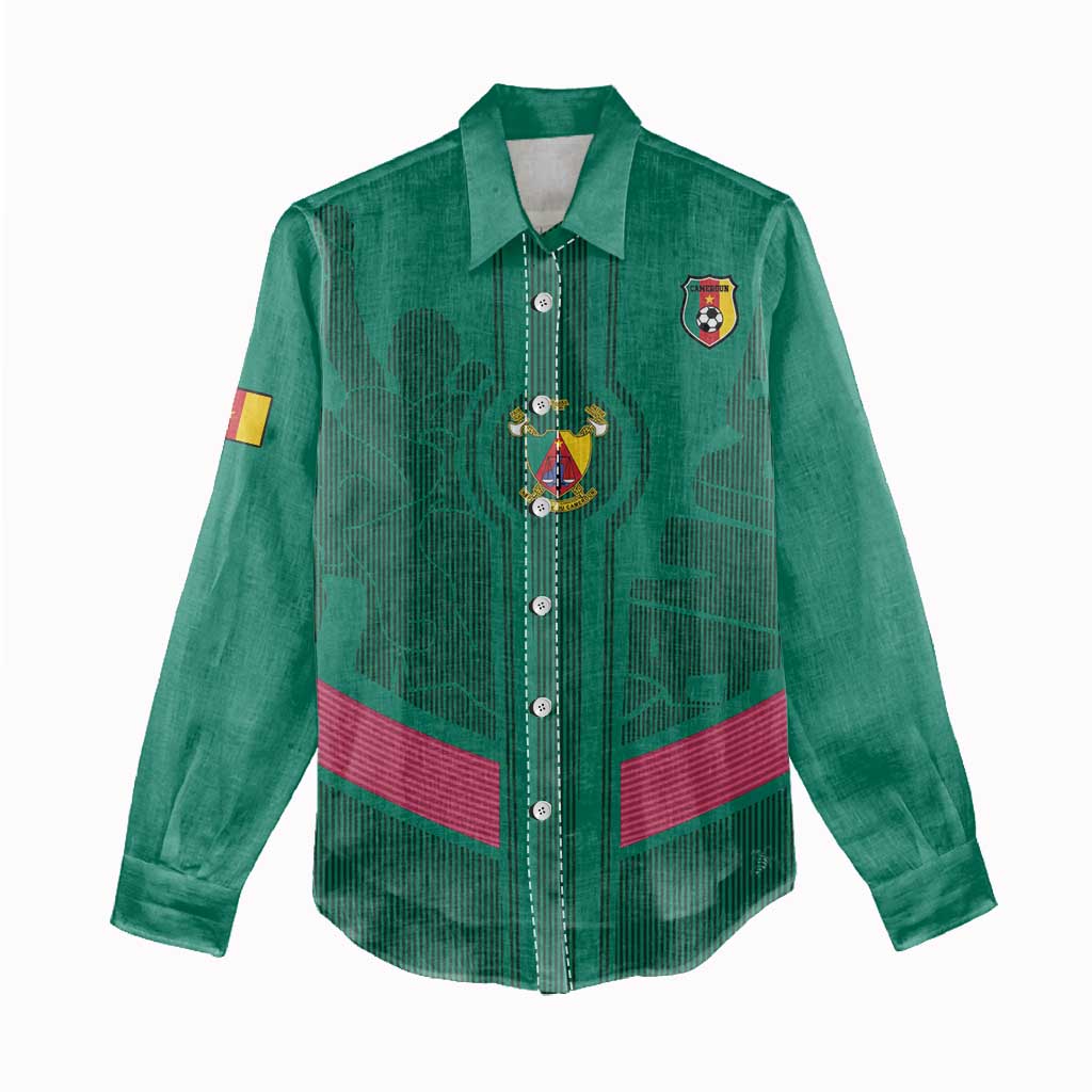 Custom Cameroun Football Women Casual Shirt Allez les Lions
