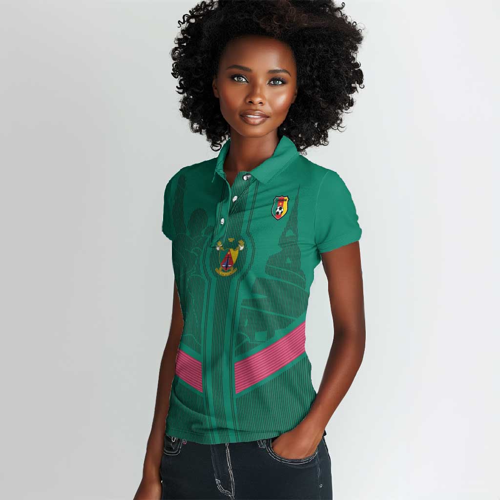 Custom Cameroun Football Women Polo Shirt Allez les Lions