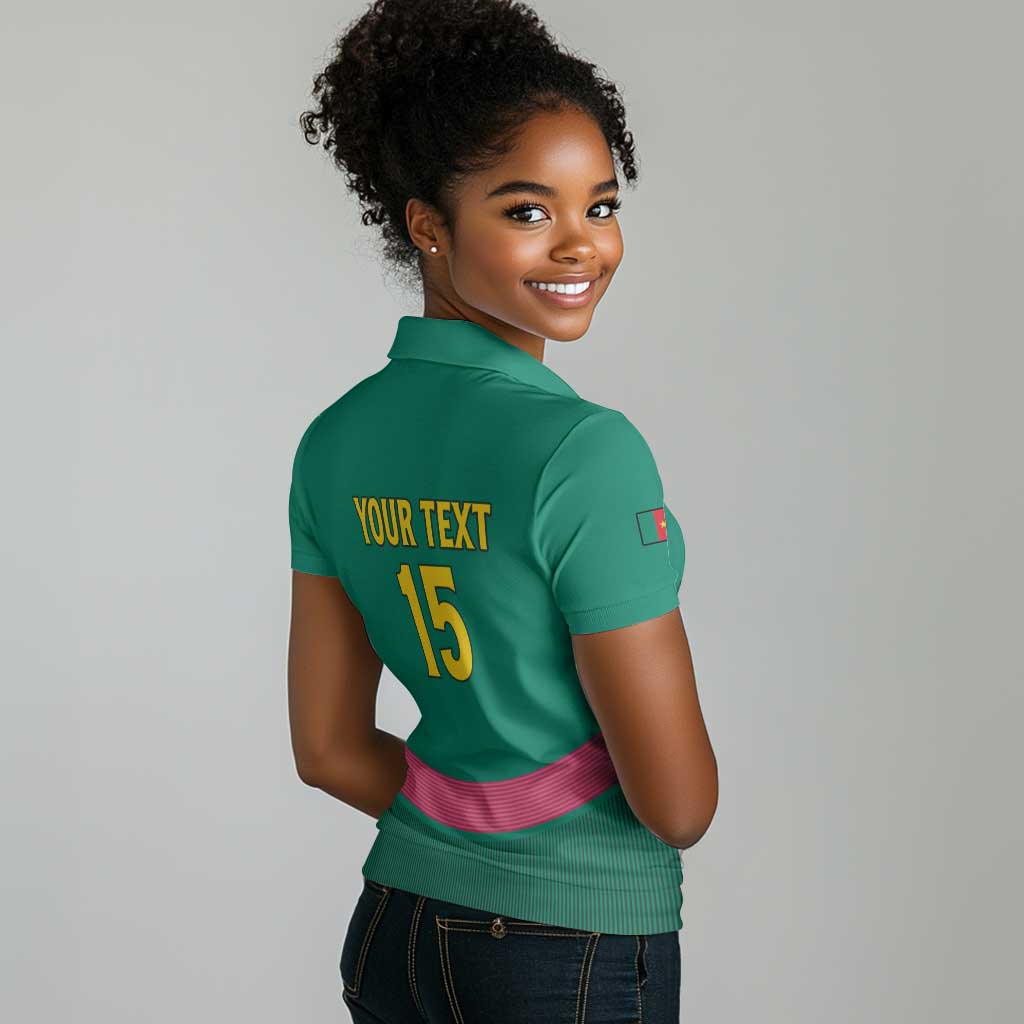 Custom Cameroun Football Women Polo Shirt Allez les Lions