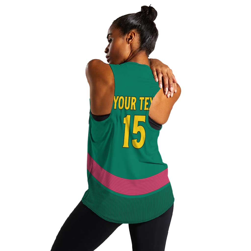 Custom Cameroun Football Women Racerback Tank Allez les Lions