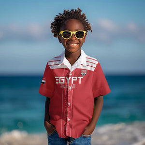 Egyptian Football Custom Kid Hawaiian Shirt Yalla Masr - Red Ver