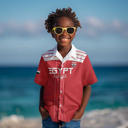 Egyptian Football Custom Kid Hawaiian Shirt Yalla Masr - Red Ver