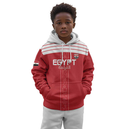 Egyptian Football Custom Kid Hoodie Yalla Masr - Red Ver