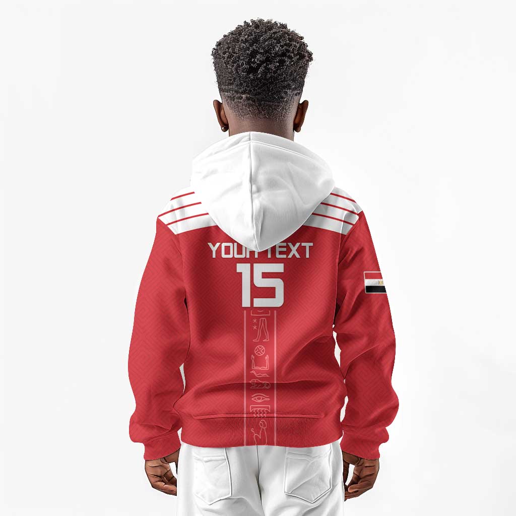Egyptian Football Custom Kid Hoodie Yalla Masr - Red Ver