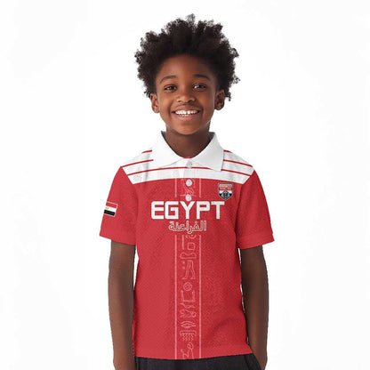 Egyptian Football Custom Kid Polo Shirt Yalla Masr - Red Ver