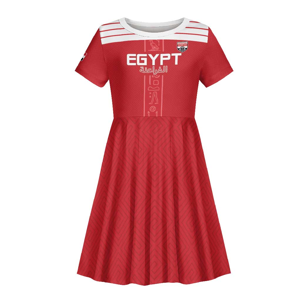 Egyptian Football Custom Kid Short Sleeve Dress Yalla Masr - Red Ver