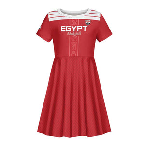 Egyptian Football Custom Kid Short Sleeve Dress Yalla Masr - Red Ver