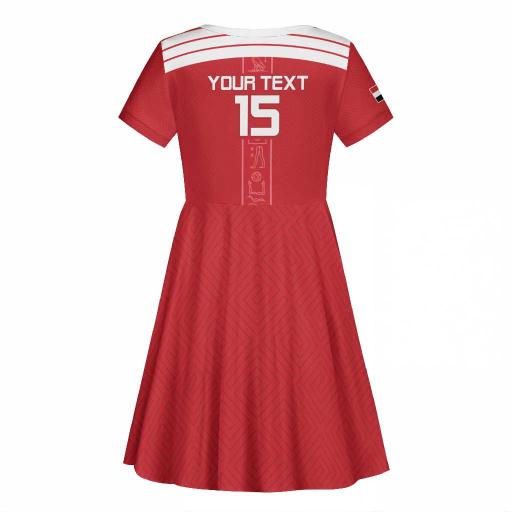Egyptian Football Custom Kid Short Sleeve Dress Yalla Masr - Red Ver