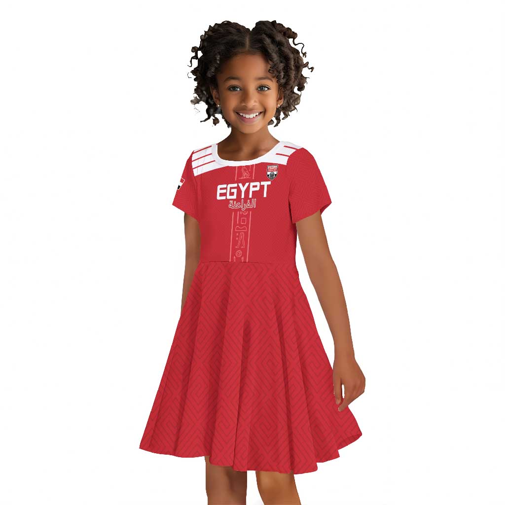 Egyptian Football Custom Kid Short Sleeve Dress Yalla Masr - Red Ver
