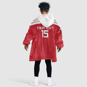 Egyptian Football Custom Kid Wearable Blanket Hoodie Yalla Masr - Red Ver