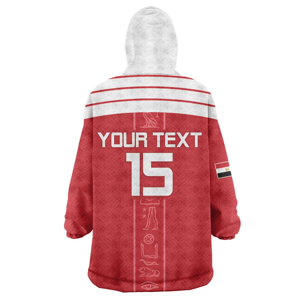 Egyptian Football Custom Kid Wearable Blanket Hoodie Yalla Masr - Red Ver