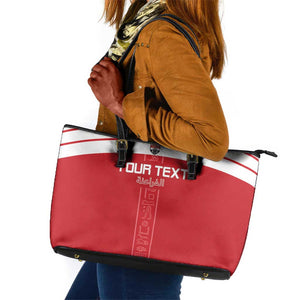 Egyptian Football Custom Leather Tote Bag Yalla Masr - Red Ver
