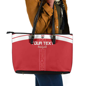 Egyptian Football Custom Leather Tote Bag Yalla Masr - Red Ver