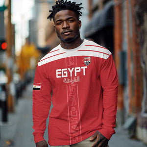 Egyptian Football Custom Long Sleeve Shirt Yalla Masr - Red Ver