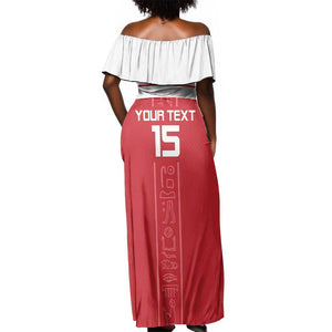 Egyptian Football Custom Off Shoulder Maxi Dress Yalla Masr - Red Ver