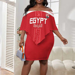 Egyptian Football Custom Off Shoulder Short Dress Yalla Masr - Red Ver