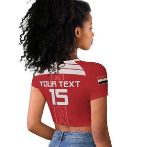 Egyptian Football Custom Raglan Cropped T shirt Yalla Masr - Red Ver