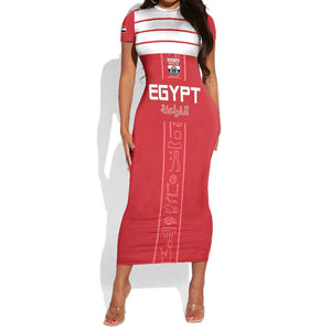 Egyptian Football Custom Short Sleeve Bodycon Dress Yalla Masr - Red Ver LT15